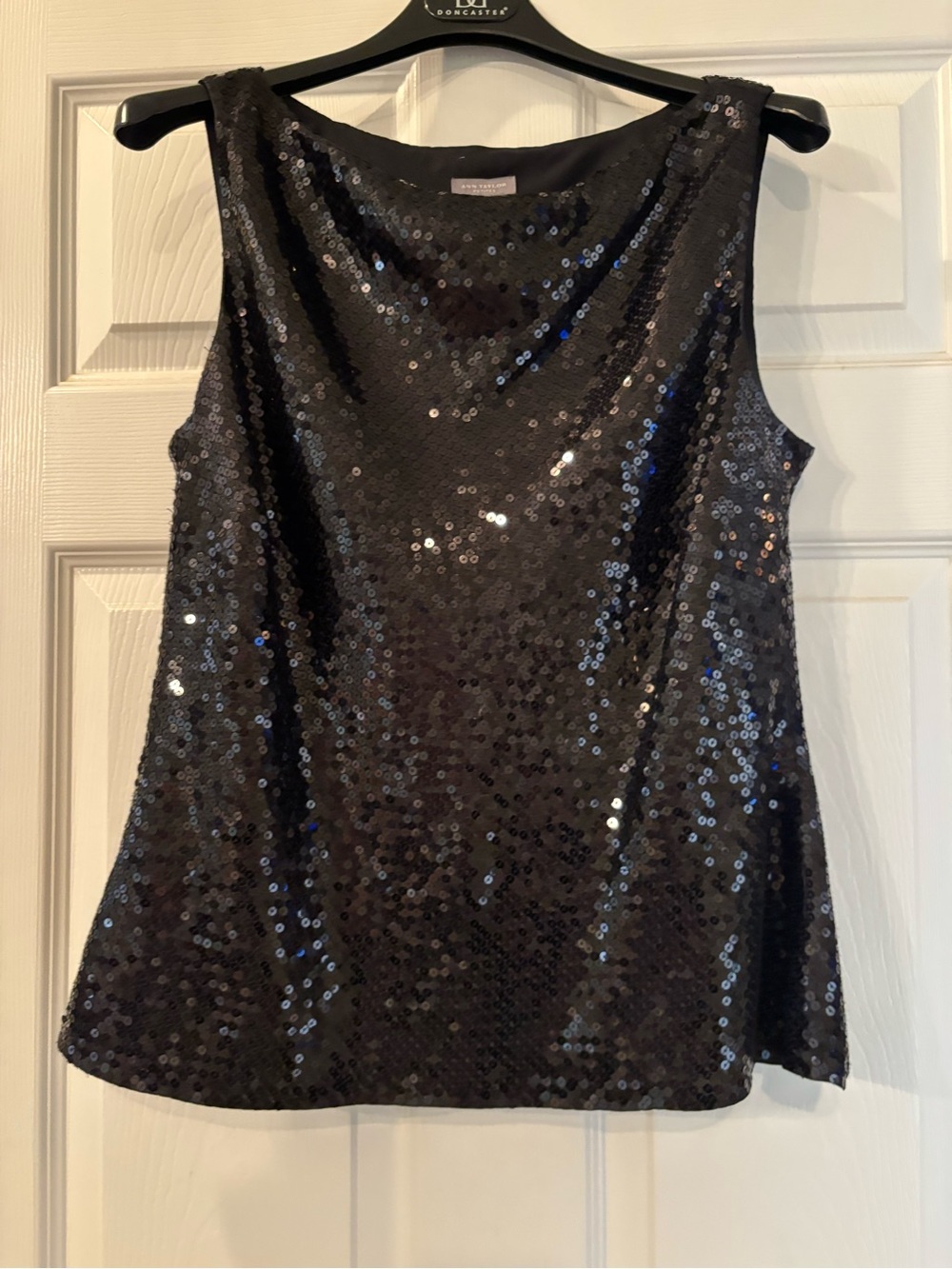 Ann Taylor Sequin Sleeveless Tank Top - Black
